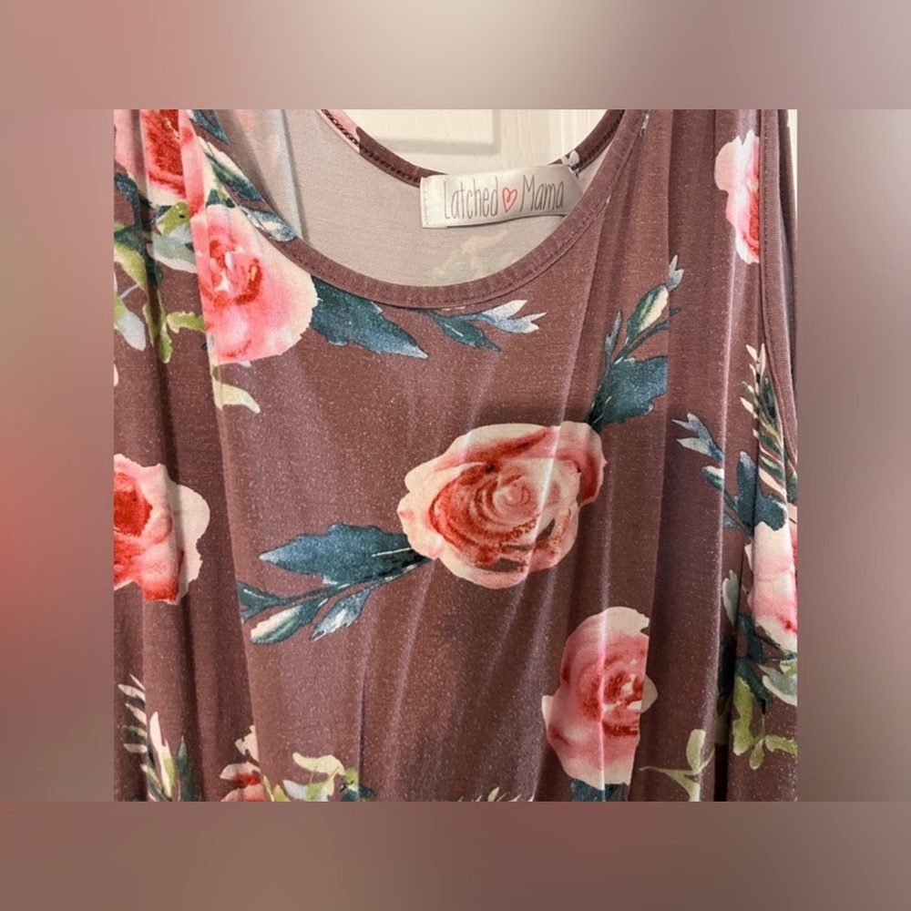 Latched Mama Floral Tank Top XXL Nursing Shirt - Picture 2 of 2